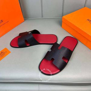 Dép Hermes nam hồng quai đen cao cấp Luxury - Hình ảnh 4