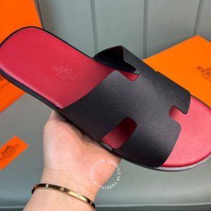 Dép Hermes nam hồng quai đen cao cấp Luxury - Hình ảnh 6