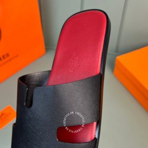 Dép Hermes nam hồng quai đen cao cấp Luxury - Hình ảnh 8