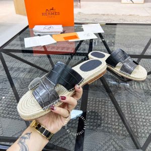 Dép Hermes nam quai da đen ghi chất lượng cao - Ảnh 6