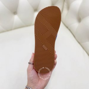 Dép tông Hermes nữ màu cam quai xanh Replica 1:1 - Ảnh 9