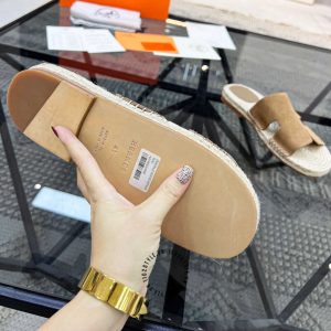 Dép Hermes nam chất liệu da lộn và cói màu nâu cao cấp Luxury - Ảnh 9