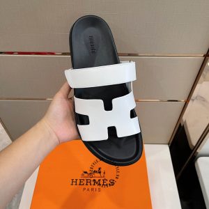 Dép quai ngang Hermes nam màu trắng cao cấp - Ảnh 4