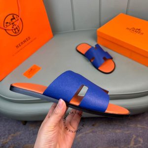 Dép Hermes nam cam quai xanh phiên bản cao cấp luxury - Ảnh 6
