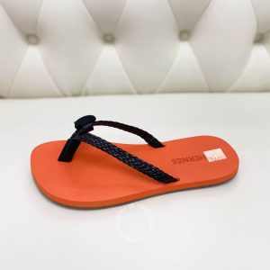 Dép nữ Hermes màu cam quai dây đen hàng hiệu cao cấp - Ảnh 7