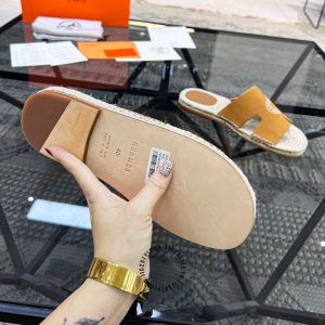 Dép Hermes nam quai ngang màu nâu da bò hàng hiệu Luxury - Ảnh 9