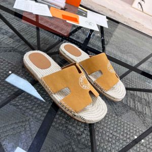 Dép Hermes nam quai ngang màu nâu da bò hàng hiệu Luxury - Ảnh 2