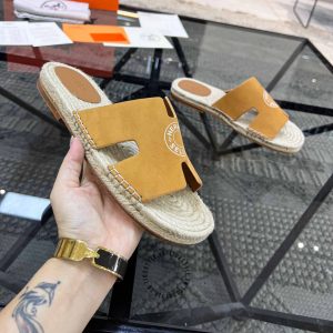 Dép Hermes nam quai ngang màu nâu da bò hàng hiệu Luxury - Ảnh 6