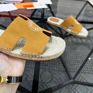 Dép Hermes nam quai ngang màu nâu da bò hàng hiệu Luxury - Ảnh 7