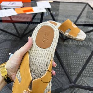 Dép Hermes nam quai ngang màu nâu da bò hàng hiệu Luxury - Ảnh 8
