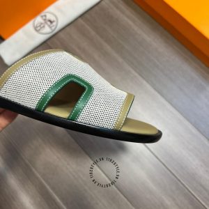 Dép Hermes nam màu xanh rêu hàng hiệu cao cấp luxury - Ảnh 7