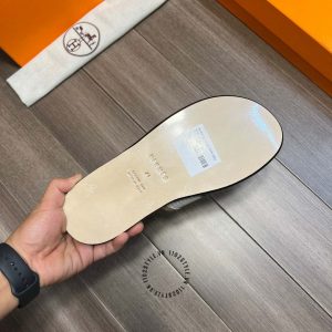 Dép Hermes nam màu xanh rêu hàng hiệu cao cấp luxury - Ảnh 9