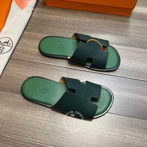 Dép Hermes nam màu xanh lá cao cấp hàng hiệu luxury - Ảnh 2
