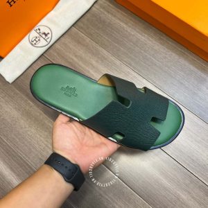 Dép Hermes nam màu xanh lá cao cấp hàng hiệu luxury - Ảnh 6