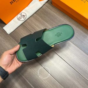 Dép Hermes nam màu xanh lá cao cấp hàng hiệu luxury - Ảnh 4
