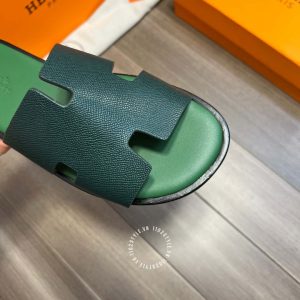 Dép Hermes nam màu xanh lá cao cấp hàng hiệu luxury - Ảnh 5