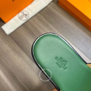 Dép Hermes nam màu xanh lá cao cấp hàng hiệu luxury - Ảnh 8