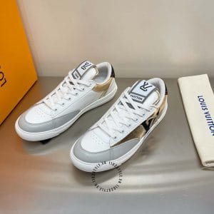 Giày Louis Vuitton sneaker trắng phối da ánh bạc cao cấp - Ảnh 3