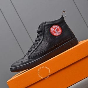 Giày Louis Vuitton Sneaker cổ cao Boot đen logo cam nổi bật - Hình ảnh 5