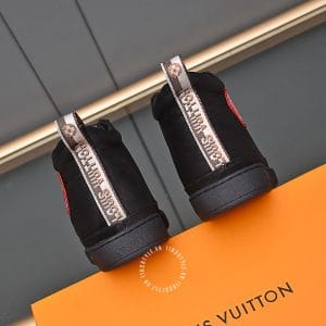 Giày Louis Vuitton Sneaker cổ cao Boot đen logo cam nổi bật - Hình ảnh 7