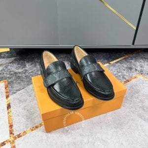 Giày lười nam LV màu đen họa tiết Monogram siêu cấp - Ảnh 2