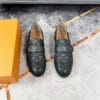 Giày lười nam Louis Vuitton màu đen họa tiết caro cao cấp