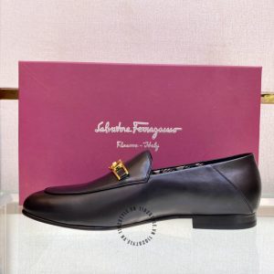 Giày nam Salvatore Ferragamo công sở màu đen logo vàng - Ảnh 4