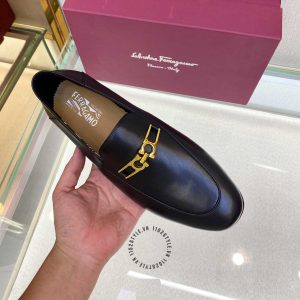 Giày nam Salvatore Ferragamo công sở màu đen logo vàng - Ảnh 6