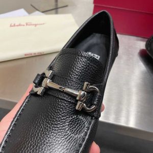 Giày nam hàng hiệu Salvatore Ferragamo da sần màu đen replica - Ảnh 6