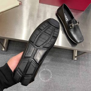 Giày nam hàng hiệu Salvatore Ferragamo da sần màu đen replica - Ảnh 7