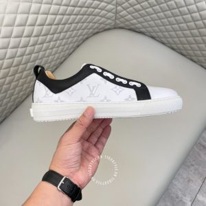 Giày cao cấp hàng hiệu LV Sneakers màu trắng đế LV đen - Ảnh 5