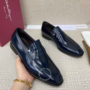 Giày Salvatore Ferragamo da bóng màu xanh than cao cấp - Ảnh 4