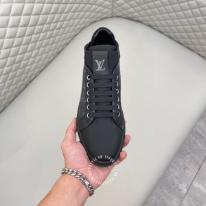 Giày cao cấp nam thể thao LV Sneakers màu đen logo LV - Ảnh 4