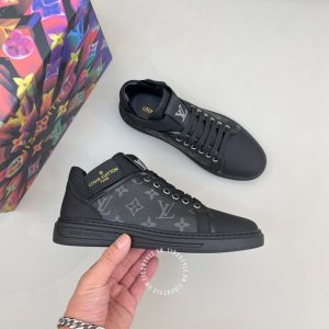 Giày cao cấp nam thể thao LV Sneakers màu đen logo LV - Ảnh 3