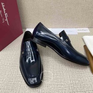 Giày Salvatore Ferragamo da bóng màu xanh than cao cấp - Ảnh 3