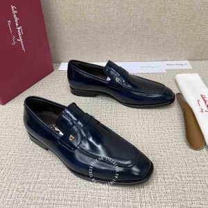 Giày Salvatore Ferragamo da bóng màu xanh than cao cấp - Ảnh 2