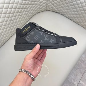 Giày cao cấp nam thể thao LV Sneakers màu đen logo LV - Ảnh 5