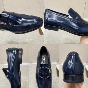 Giày Salvatore Ferragamo da bóng màu xanh than cao cấp - Ảnh 6