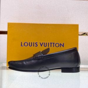 Giày lười nam Louis Vuittton da bò màu đen trơn mũi vuông - Hình ảnh 7