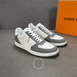 Giày da cao cấp Louis Vuitton trắng phối ghi họa tiết Monogram - Ảnh 2