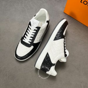 Giày da cao cấp LV Sneakers phối trắng đen họa tiết Monogram - Ảnh 5