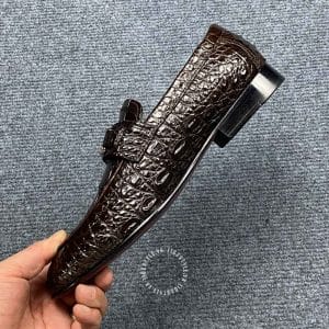 Giày cao cấp nam Louis Vuitton da cá sấu màu nâu logo kim loại - Ảnh 3