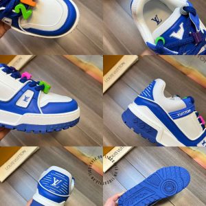 Giày LV Sneakers kiểu dáng thể thao trắng phối xanh dương hàng hiệu - Ảnh 9