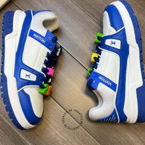 Giày LV Sneakers kiểu dáng thể thao trắng phối xanh dương hàng hiệu - Ảnh 6