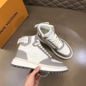 Giày da hàng hiệu LV Sneakers cổ cao phối trắng ghi logo LV - Ảnh 4