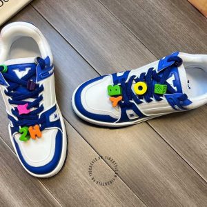Giày LV Sneakers kiểu dáng thể thao trắng phối xanh dương hàng hiệu - Ảnh 4
