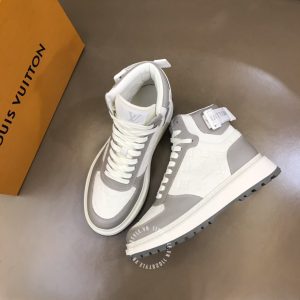 Giày da hàng hiệu LV Sneakers cổ cao phối trắng ghi logo LV - Ảnh 3