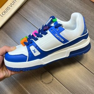 Giày LV Sneakers kiểu dáng thể thao trắng phối xanh dương hàng hiệu - Ảnh 7