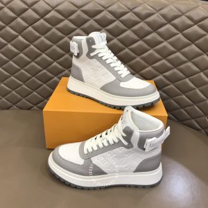 Giày da hàng hiệu LV Sneakers cổ cao phối trắng ghi logo LV - Ảnh 2