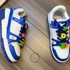 Giày LV Sneakers kiểu dáng thể thao trắng phối xanh dương hàng hiệu - Ảnh 3